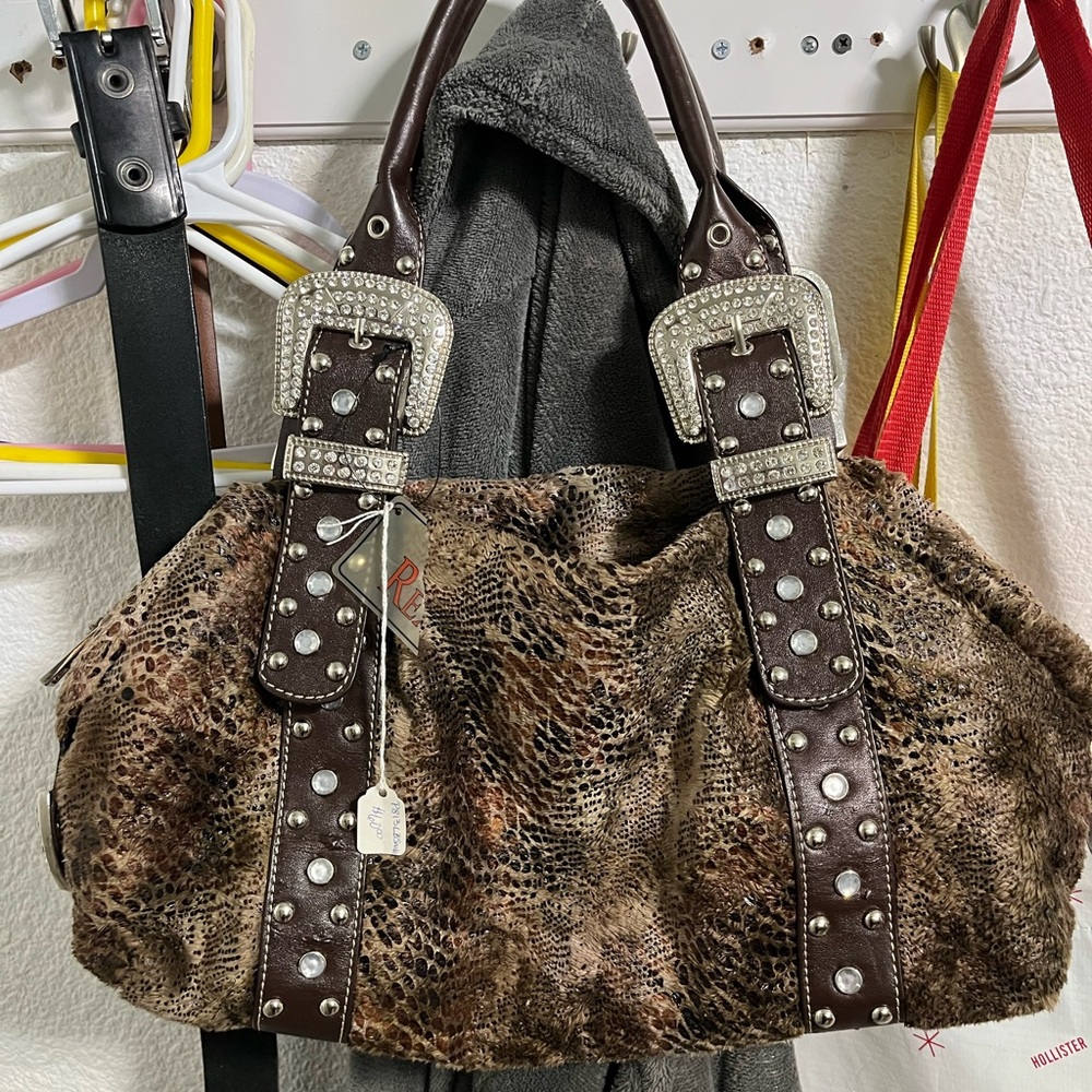 Otherwild Brown and Silver Studded Shoulder Bag